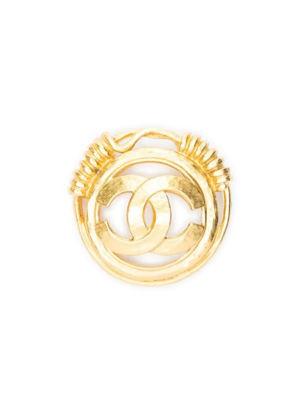 Chanel CC Logo Round Brooch Gold Plated